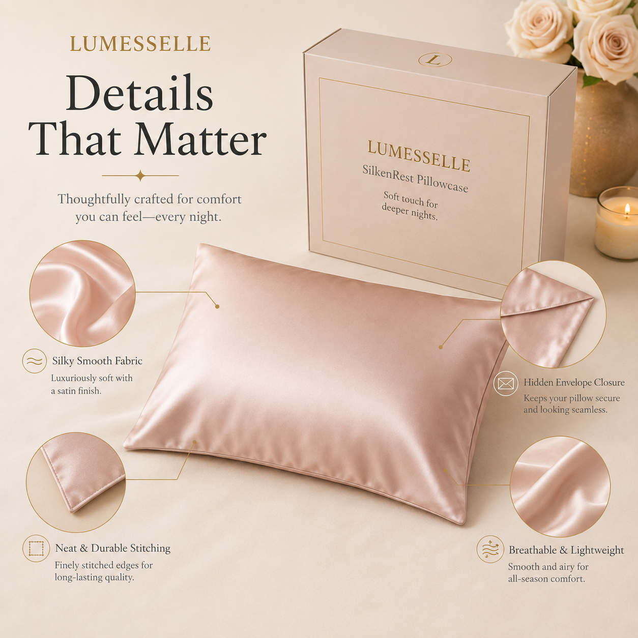 Lumesselle®SilkenRest Pillowcase