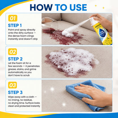 Foam No-Rinse Cleaner — One Foam, More Surfaces for Tough Stains, Sofas, Carpets, Upholstery & Car Interiors