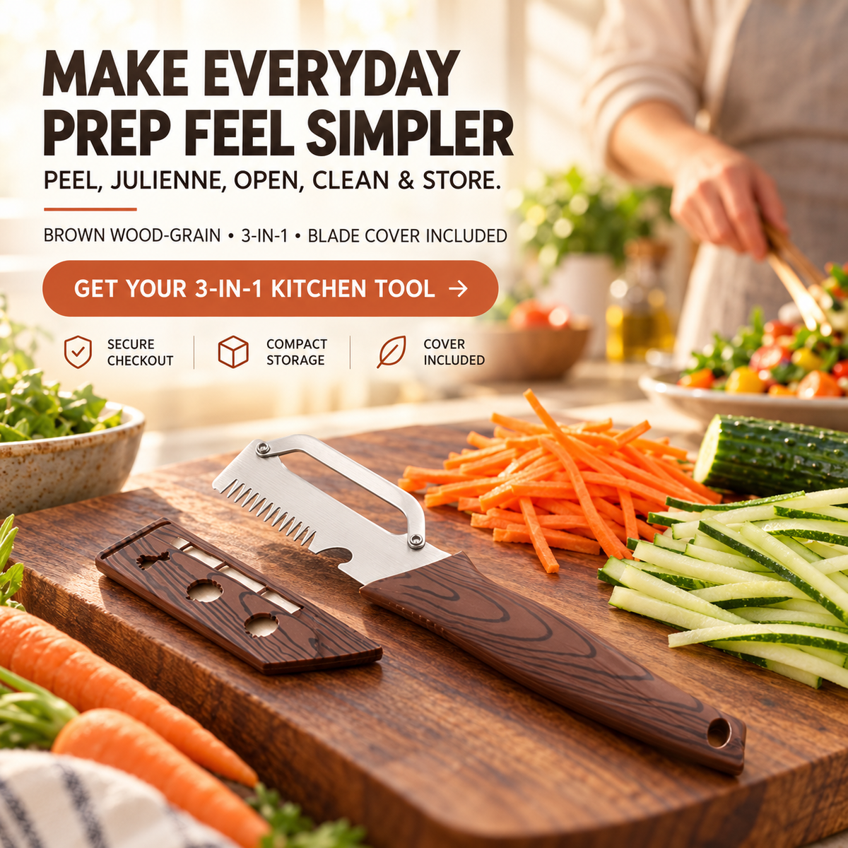 3-in-1 Fruit & Veggie Peeler with Bottle Opener Sharp Stainless Steel Ergonomic Non-Slip Grip for Effortless Peeling