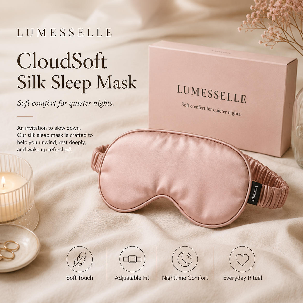 Lumesselle®CloudSoft Silk Sleep Mask