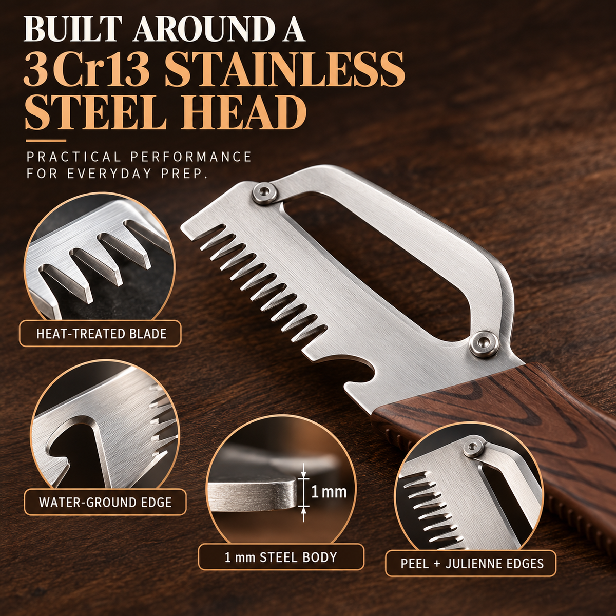 3-in-1 Fruit & Veggie Peeler with Bottle Opener Sharp Stainless Steel Ergonomic Non-Slip Grip for Effortless Peeling