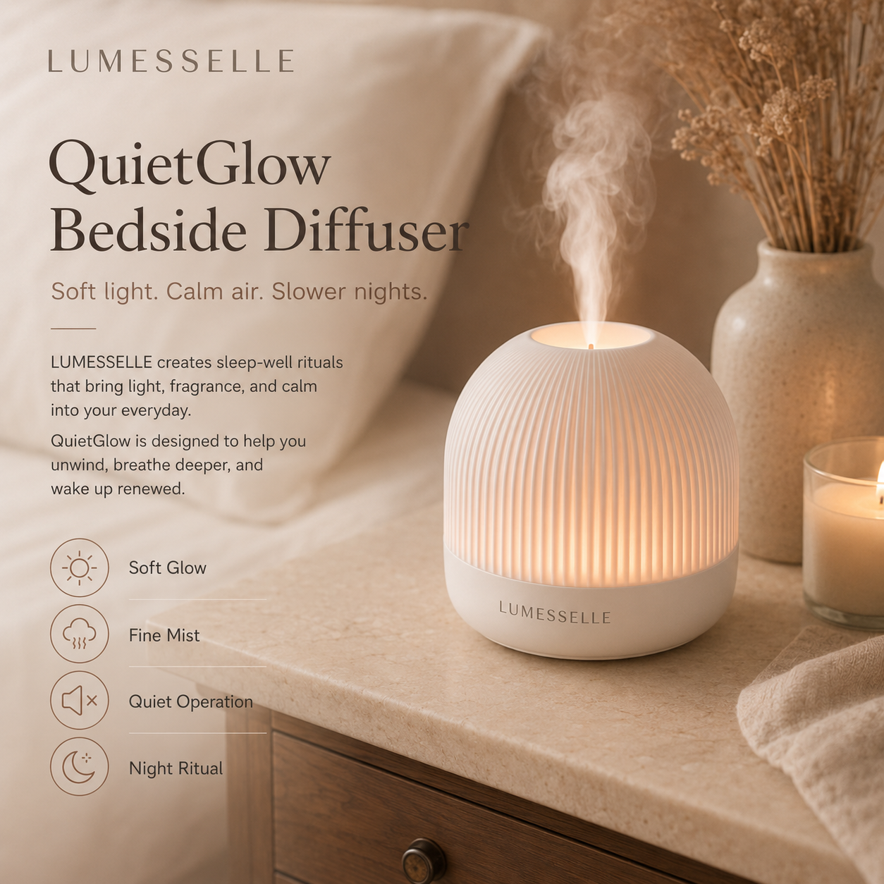 Lumesselle®QuietGlow Bedside Diffuser