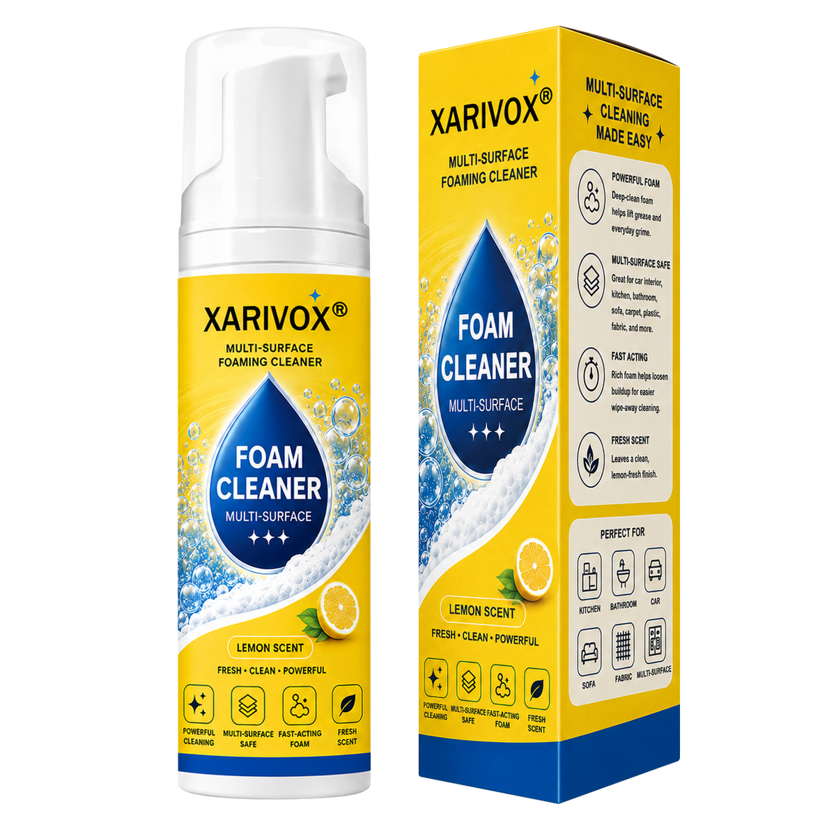 Foam No-Rinse Cleaner — One Foam, More Surfaces for Tough Stains, Sofas, Carpets, Upholstery & Car Interiors