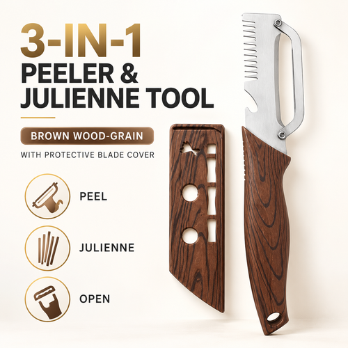 3-in-1 Fruit & Veggie Peeler with Bottle Opener Sharp Stainless Steel Ergonomic Non-Slip Grip for Effortless Peeling